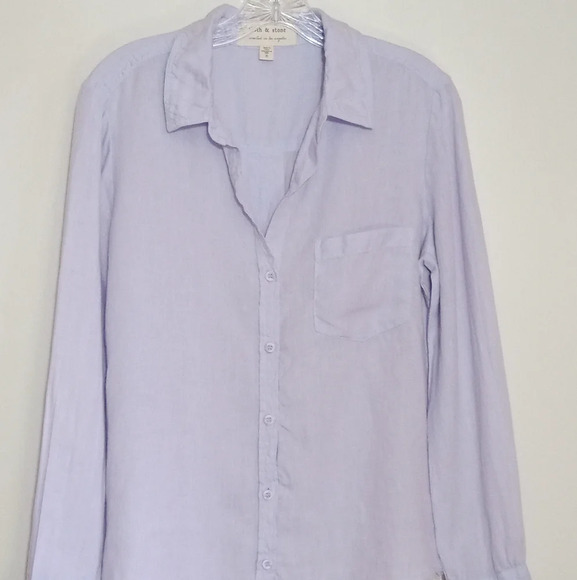 cloth & stone Tops - Cloth and Stone lavender linen button down long sleeve top with rough hem
